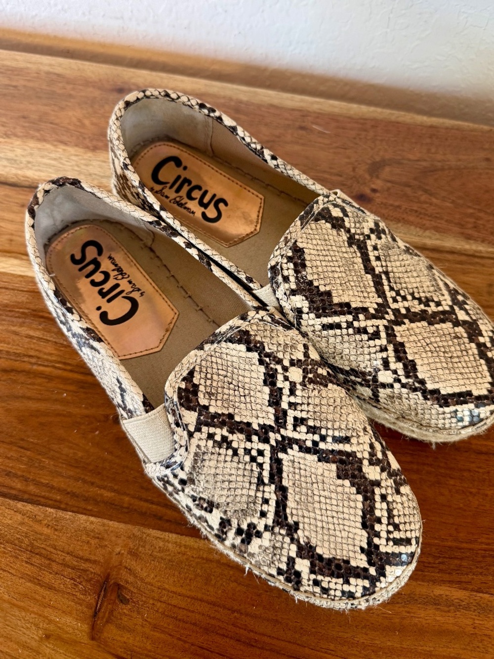Sam Edelman Circus Snakeprint Espadrille Flats, Size 8.5